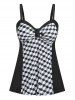 Plus Size & Curve Cinched Geometry Print Modest Tankini Swimsuit -  