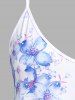 Plus Size & Curve Ombre Color Floral Print Tank Top -  