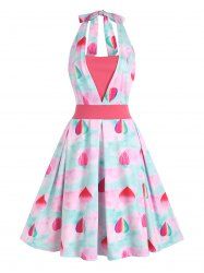 Robe à Imprimé Cœur à Col Halter - Rose clair S