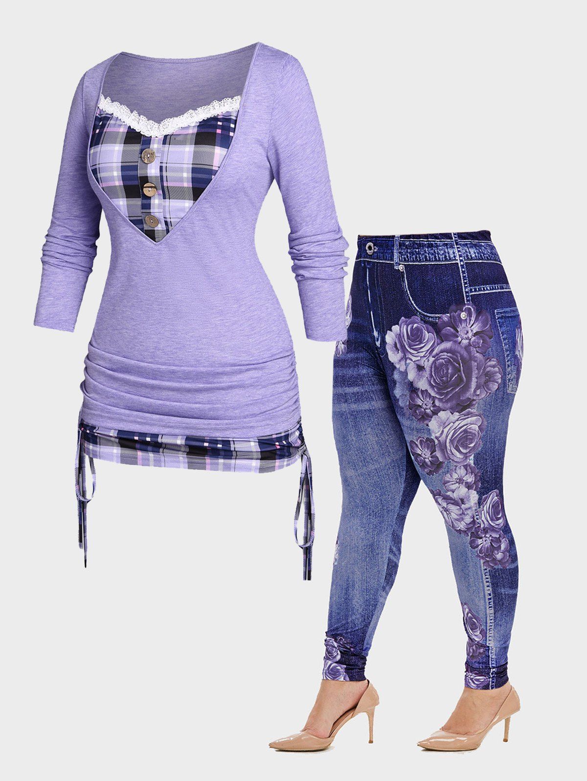 Store Lavender 2 in 1 T-shirt and 3D Leggings Plus Bundle  