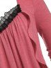 Asymmetric Pleats T Shirt With Floral Applique Jeans Plus Size Bundle -  