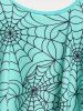 Plus Size Ruffled Overlay Spiders Web Striped Print Tankini Swimwear -  