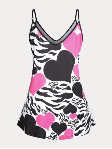 Plus Size Heart Print Flowy Tank Top