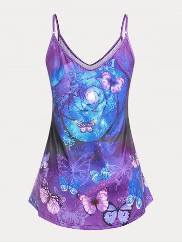 Flower and Butterfly Print Plus Size & Curve Cami Top