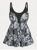Plus Size & Curve Layered Palm Print Modest Tankini Swimsuit -  