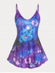 Flower and Butterfly Print Plus Size & Curve Cami Top -  