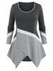 Throbbing Colorblock Asymmetric Top and Skinny Leggings Plus Size Outfit -  