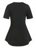 T-Shirt Basique à Motif Cœur Grande Taille - Noir 4X