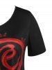 T-Shirt Basique à Motif Cœur Grande Taille - Noir 5X