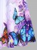 Crossover Butterfly Print Plus Size Swim Dress Set -  