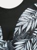 Maillot de Bain Tankini Curve Modeste Superposé à Imprimé Cocotiers Grande Taille - Noir L