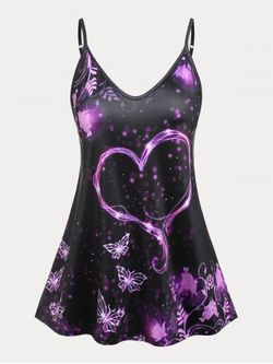 Plus Size Heart Butterfly Print Cami Top - BLACK - 2X