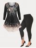 Sparkling Me Firework Swing Top and Crisscross Ninth Leggings Plus Size Outfit -  