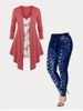 Floral Print Asymmetric 2 in 1 Tee and Skinny Jeggings Plus Size Outfit -  