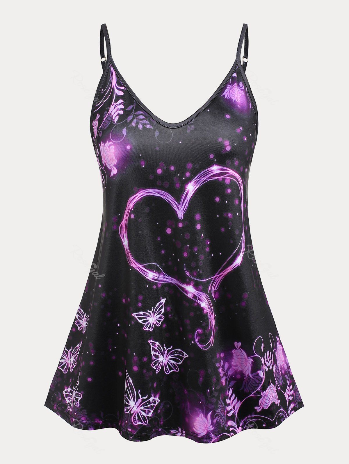Outfit Plus Size Heart Butterfly Print Cami Top  