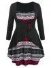 Fashion Plus Size Hooded Lace Up Printed High Low Christmas Sets -  