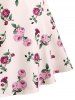 Polka Dot Floral Bowknot Off Shoulder Swing Dress -  