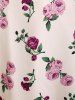 Polka Dot Floral Bowknot Off Shoulder Swing Dress -  