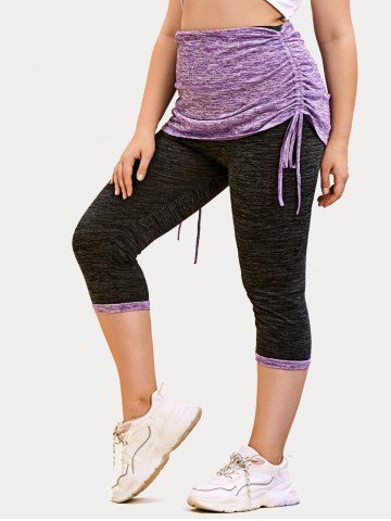 Plus Size Cinched Space Dye Skirted Leggings