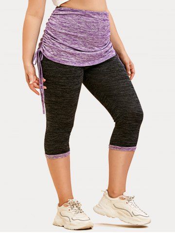 Legging Court Teinté Plissé De Grande Taille En Gris Foncé