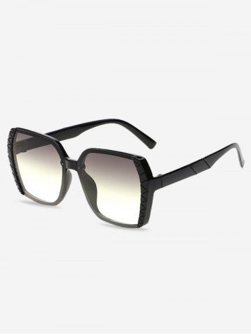 Engraved Chevron Ombre Oversized Sunglasses - BLACK