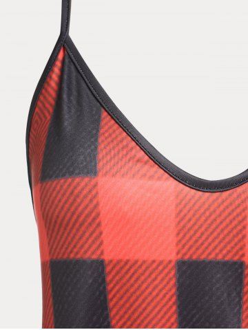 Plaid Plus Size Flared Tank Top