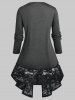 Fashion Plus Size Open Front Lace Panel Cardigan and Crisscross Tank Top and Jeggings -  