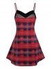 Prevailing Plaid Backless Tunic Cami Top and Jeggings Plus Size Summer Outfit -  