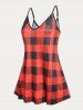 Plaid Plus Size Flared Tank Top -  