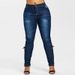 Fashion Plus Size Flounced Plaid 2 in 1 Top and Jeans -  