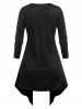 Plus Size Grommet Draped 2 In 1 Bicolor Tunic Tee and Studded Skinny Pants Outfit -  