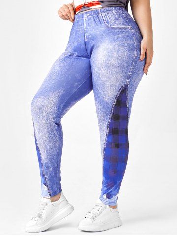 Plus Size Checked Panel 3D Print Jeggings