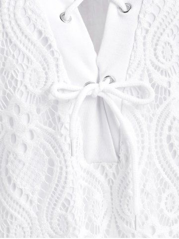 Plus Size Lace Insert Raglan Sleeve T Shirt