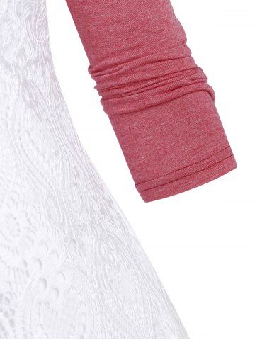 Plus Size Lace Insert Raglan Sleeve T Shirt