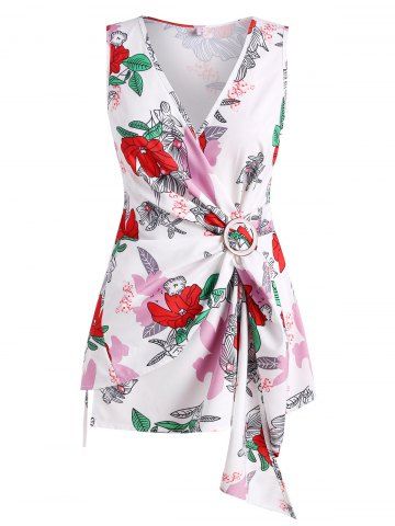 Plus Size Floral Wrap Tank Top