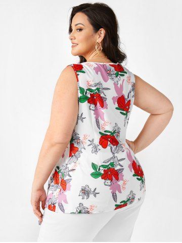Plus Size Floral Wrap Tank Top
