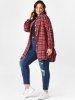 Plus Size High Rise Plaid Ripped Jeans -  
