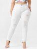 Plus Size High Waist Distressed Ripped Jeans -  