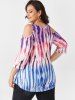 Plus Size Tie Dye Lattice Open Shoulder Cutout Tee -  