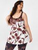 Plus Size Flower Gingham Crisscross Lace Insert Tank Top -  