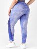 Plus Size Checked Panel 3D Print Jeggings -  