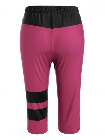 Plus Size Striped Colorblock Capri Leggings