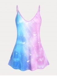 Galaxy Heart Print Plus Size & Curve Tank Top -  