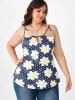 Keyhole Strappy Daisy Dotted Plus Size Cami Top -  