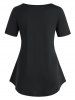 T-shirt Henley Imprimé de Grande Taille - Noir 2X