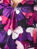 Plus Size Cold Shoulder Chains Butterfly Print Tee -  