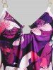 Plus Size Cold Shoulder Chains Butterfly Print Tee -  
