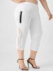 Plus Size O Ring Zip Lace Insert Capri Leggings -  