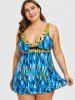 Plus Size Low Cut Printed Skirted Tankini Set -  