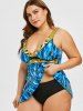 Plus Size Low Cut Printed Skirted Tankini Set -  